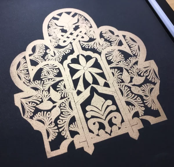 gold lino print